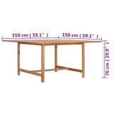 Garden Table 150x150x76 cm Solid Teak Wood - Close-Up Angle