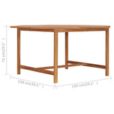 Garden Table 150x150x75 cm Solid Teak Wood - Close-Up Angle