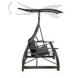 3-seater Garden Swing Bench with Canopy Poly Rattan Grey - Top-Down View