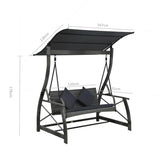 3-seater Garden Swing Bench with Canopy Poly Rattan Grey
