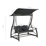 3-seater Garden Swing Bench with Canopy Poly Rattan Grey - Extra Image
