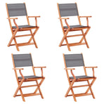 Folding Chairs 4 pcs Grey Solid Eucalyptus Wood and Textilene