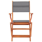 Folding Chairs 4 pcs Grey Solid Eucalyptus Wood and Textilene