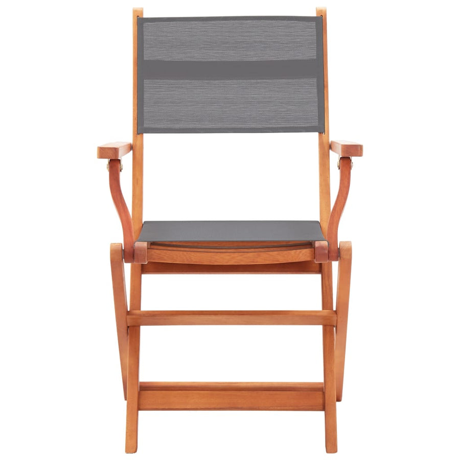 Folding Chairs 4 pcs Grey Solid Eucalyptus Wood and Textilene