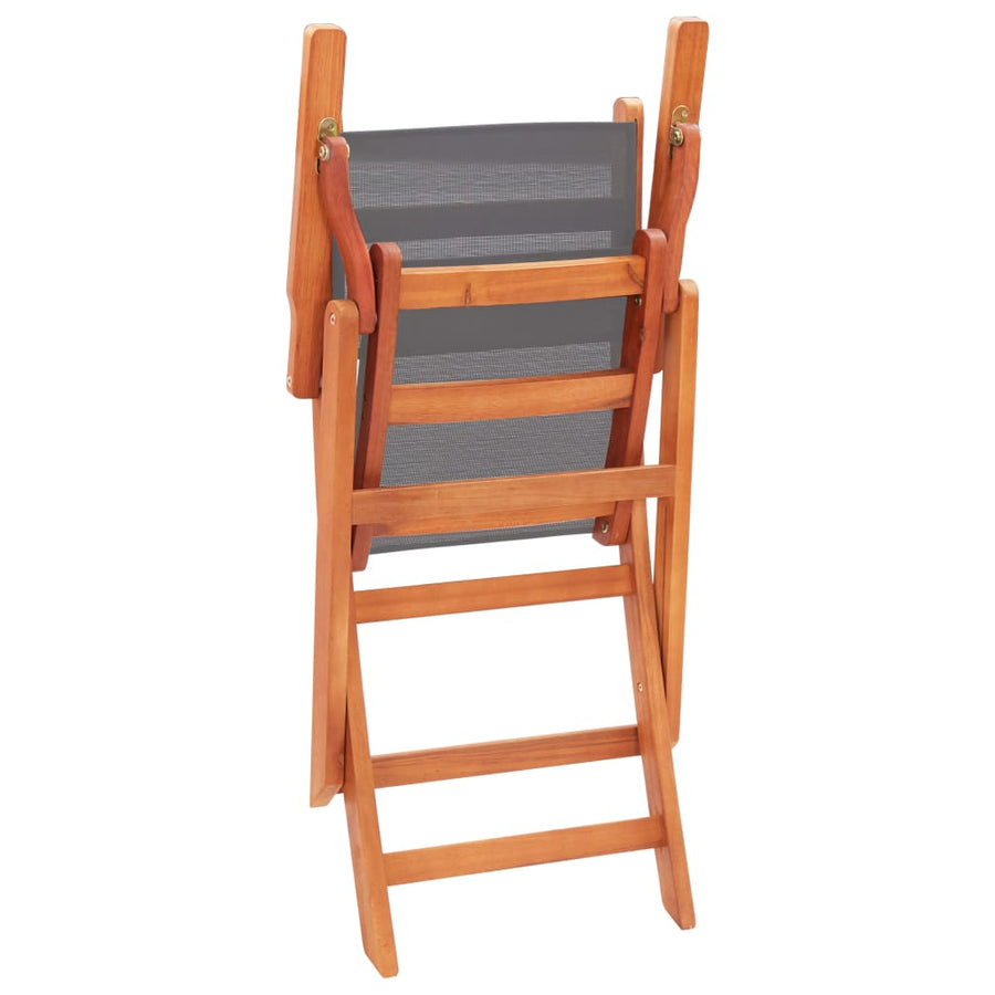 Folding Chairs 4 pcs Grey Solid Eucalyptus Wood and Textilene