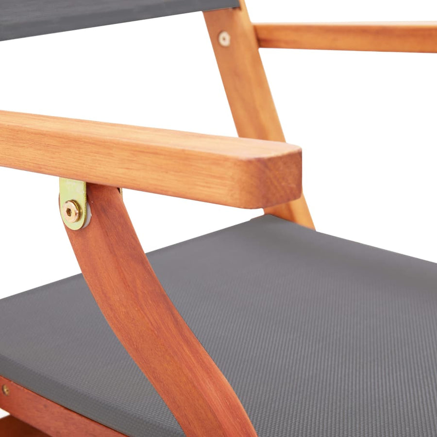 Folding Chairs 4 pcs Grey Solid Eucalyptus Wood and Textilene