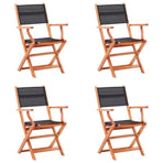 Folding Chairs 4 pcs Black Solid Eucalyptus Wood and Textilene