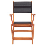 Folding Chairs 4 pcs Black Solid Eucalyptus Wood and Textilene
