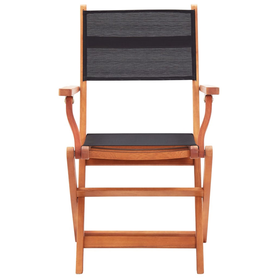 Folding Chairs 4 pcs Black Solid Eucalyptus Wood and Textilene