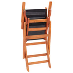 Folding Chairs 4 pcs Black Solid Eucalyptus Wood and Textilene