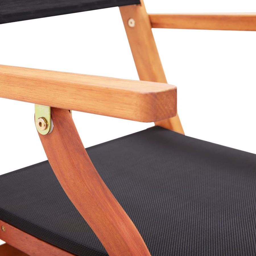 Folding Chairs 4 pcs Black Solid Eucalyptus Wood and Textilene