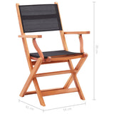 Folding Garden Chairs 4 pcs Black Solid Eucalyptus Wood and Textilene - Extra Image