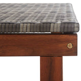 Sun Lounger Poly Rattan and Solid Acacia Wood Grey - Close-Up Angle