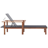 Sun Lounger Poly Rattan And Solid Acacia Wood Black - 45-Degree Angle