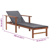 Sun Lounger Poly Rattan And Solid Acacia Wood Black - Extra Image