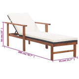 Sun Lounger with Cushion Poly Rattan and Solid Acacia Wood Black - Extra Image