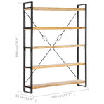 5-Tier Bookcase 140x30x180 cm Solid Mango Wood