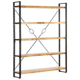5-Tier Bookcase 140x30x180 cm Solid Mango Wood - Close-Up Angle