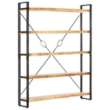 5-Tier Bookcase 140x30x180 cm Solid Mango Wood - Low Angle