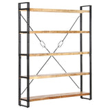 5-Tier Bookcase 140x30x180 cm Solid Mango Wood