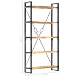 5-Tier Bookcase 90x30x180 cm Solid Mango Wood - Rear View