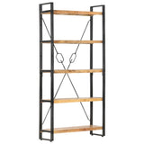 5-Tier Bookcase 90x30x180 cm Solid Mango Wood - Close-Up Angle