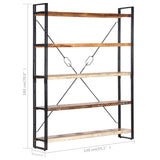 5-Tier Bookcase 140x30x180 cm Solid Reclaimed Wood - Rear View