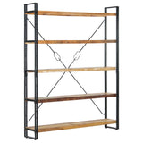 5-Tier Bookcase 140x30x180 cm Solid Reclaimed Wood - Close-Up Angle