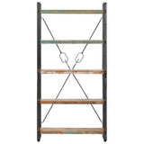 5-Tier Bookcase 90x30x180 cm Solid Reclaimed Wood