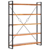 5-Tier Bookcase 140x30x180 cm Solid Acacia Wood - Close-Up Angle