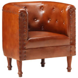 Tub Chair Brown Real Leather - Extra Image