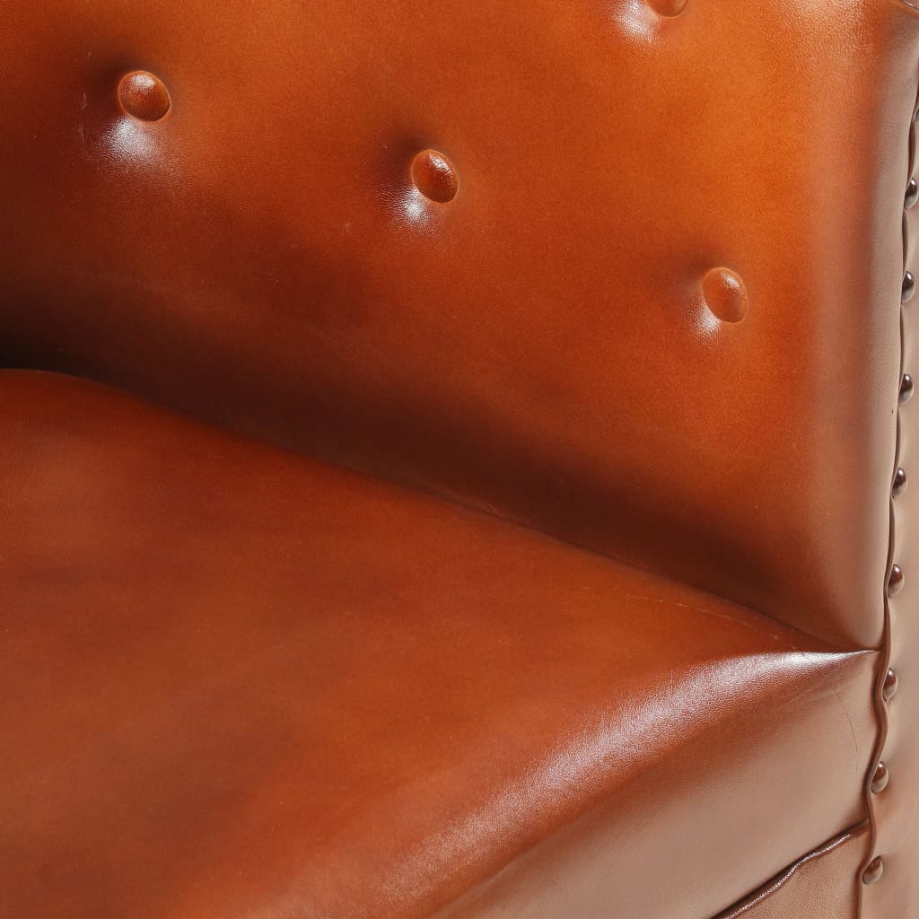 Tub Chair Brown Real Leather