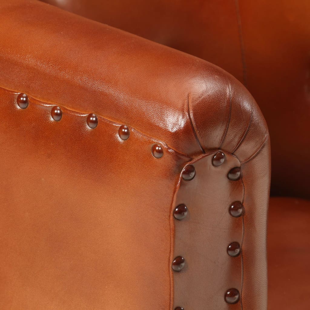 Tub Chair Brown Real Leather