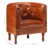 Tub Chair Brown Real Leather