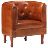 Tub Chair Brown Real Leather