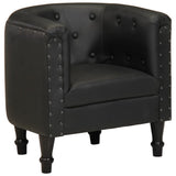 Tub Chair Black Real Leather