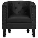 Tub Chair Black Real Leather