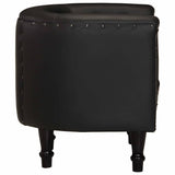 Tub Chair Black Real Leather