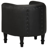 Tub Chair Black Real Leather