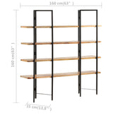 4-Tier Bookcase 160x35x160 cm Solid Mango Wood - Close-Up Angle