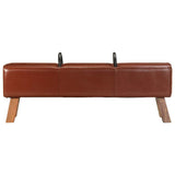 Vintage Turnbock Bench with Handles Real Goat Leather - Front View