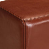 Vintage Turnbock Bench with Handles Real Goat Leather - Top-Down View
