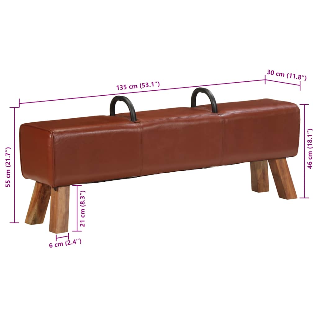 Vintage Turnbock Bench with Handles Real Goat Leather