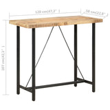 Bar table 120x58x107 cm Rough Mango Wood - Close-Up Angle