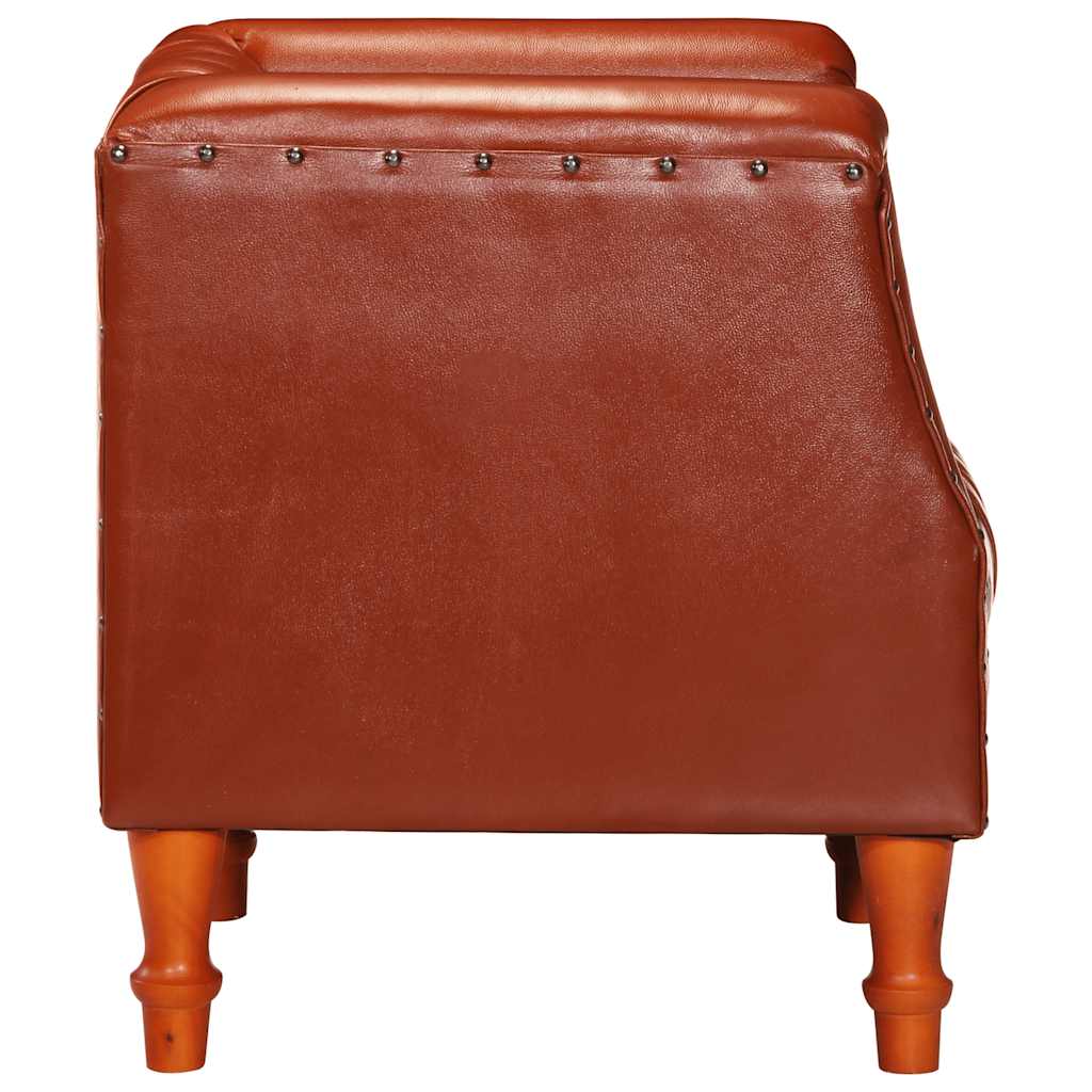 Tub Chair Brown Real Goat Leather