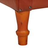 Tub Chair Brown Real Goat Leather - Close-Up Angle