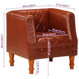 Tub Chair Brown Real Goat Leather - Extra Image
