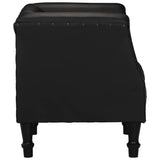 Tub Chair Black Real Goat Leather - Side View