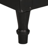 Tub Chair Black Real Goat Leather - Close-Up Angle