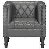 Tub Chair Grey Real Goat Leather - Front View